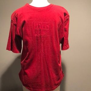☠️5/$20 ☠️LEVIS | MENS RED GRAPHIC SHORT SLEEVE CREW NECK SHIRT LARGE